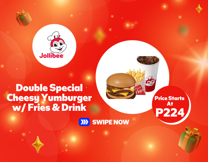 Jollibee's Double Special Cheesy Yumburger w/ Fries and Drink