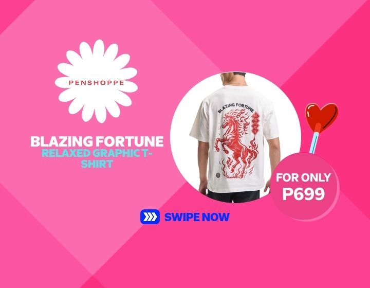 Penshoppe Blazing Fortune Relaxed Graphic T-Shirt