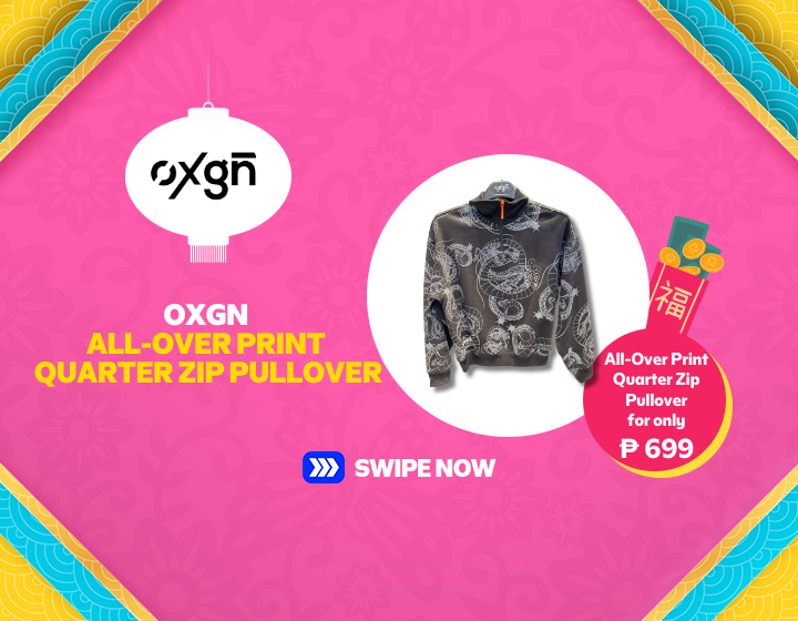 OXGN ALL-OVER PRINT QUARTER ZIP PULLOVER FOR ONLY P699!