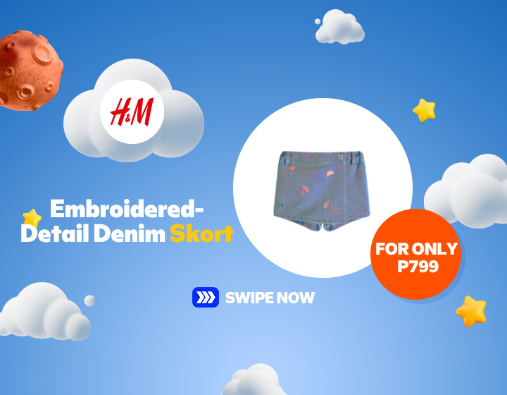 H&M Embroidered-Detail Denim Skort