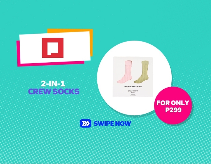 PENSHOPPE 2-IN-2 CREW SOCK FOR ONLY P299! 