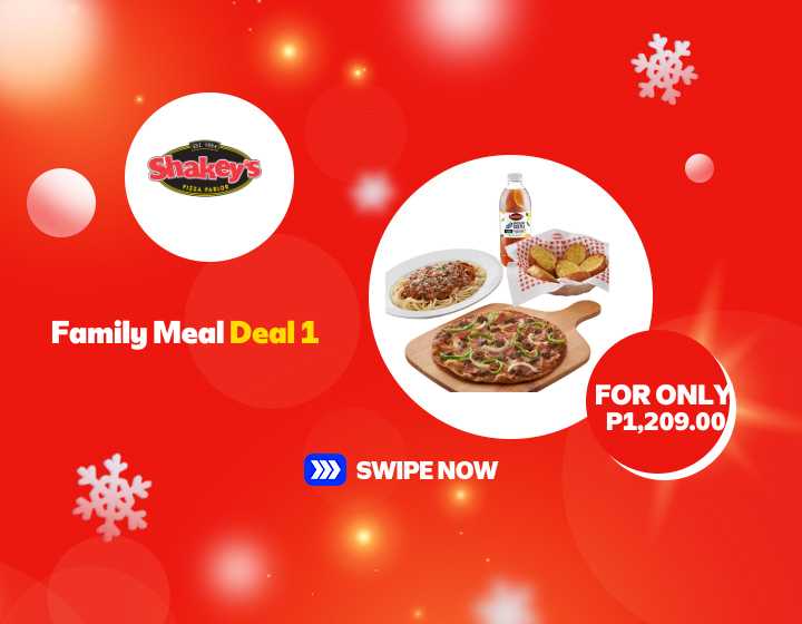 Family Meal Deal 1 — starts at ₱1,209! 🍕✨ Enjoy any Large Pizza plus a Pasta Platter or Solo Pack Chicken ’n’ Mojos (3 pcs), with a 1L House Blend Iced Tea or 1.5L Coke. Good for 3–4 persons! 👨‍👩‍👧‍👦🍽️  Visit Shakey’s at SM City General Santos!