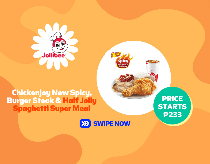 HOT! Chickenjoy New Spicy, Burger Steak & Half Jolly Spaghetti Super Meal
