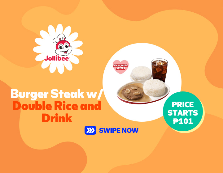 HOT! Burger Steak w/ Double Rice and Drink