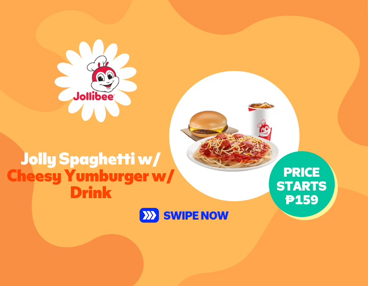 HOT! Jolly Spaghetti w/ Cheesy Yumburger w/ Drink