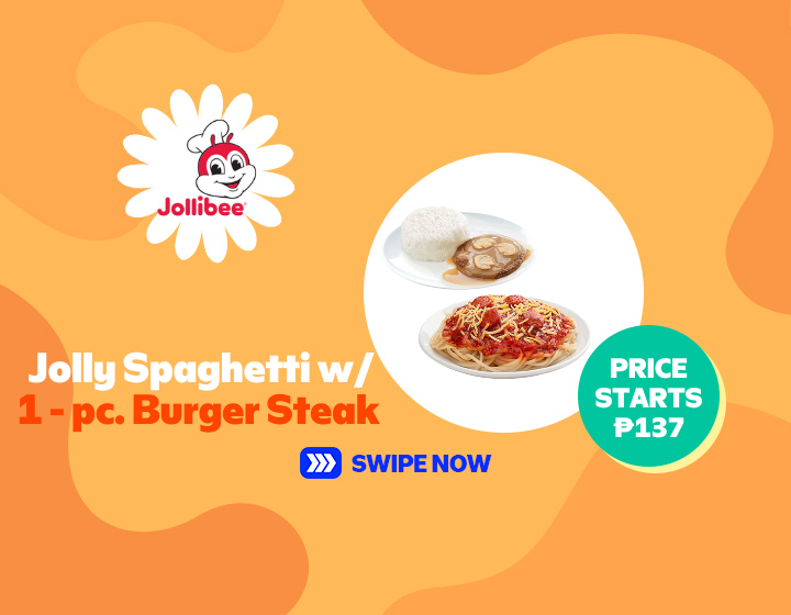 HOT! Jolly Spaghetti w/ 1 - pc. Burger Steak 