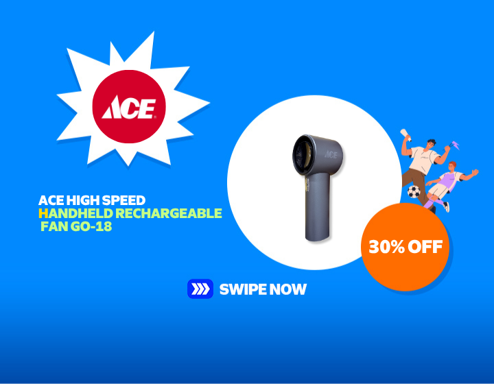 30% OFF ON ACE HIGH SPEED HANDHELD RECHARGEABLE FAN GO-18