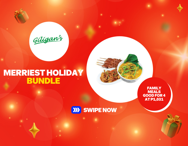 GILIGAN'S GOOD FOR 4 MEAL SET AT  P1031!