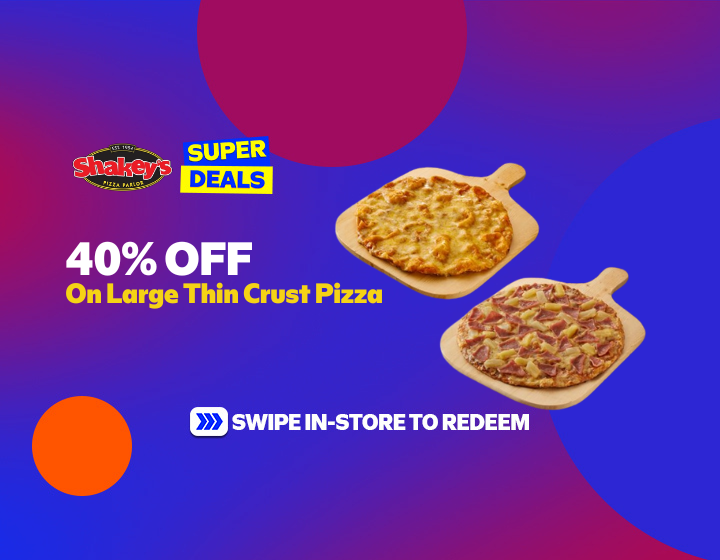 40% OFF on Large Classic Thin Crust Pizzas!