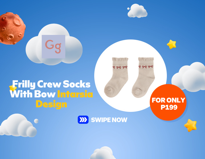 GINGERSNAPS Frilly Crew Socks With Bow Intarsia Design