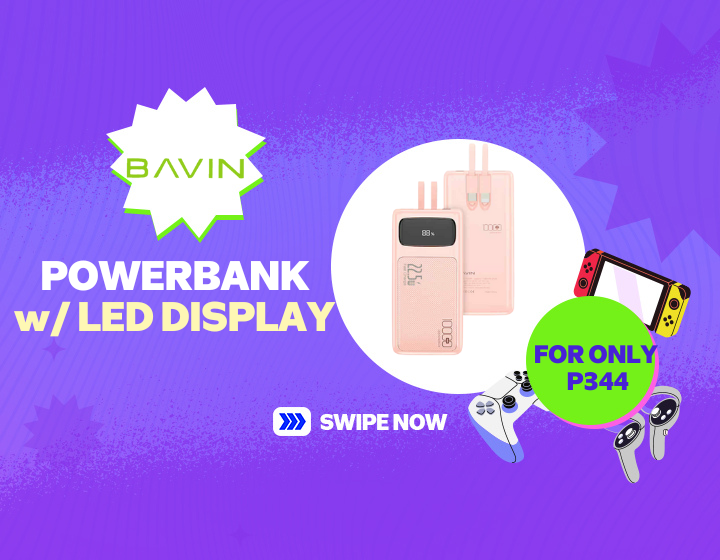 Php 344.00 only on BAVIN Powerbank with LED Display