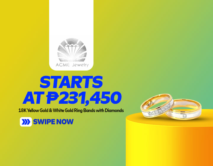 18K Yellow Gold & White Gold Ring Bands with Diamonds -  starts at P231,450