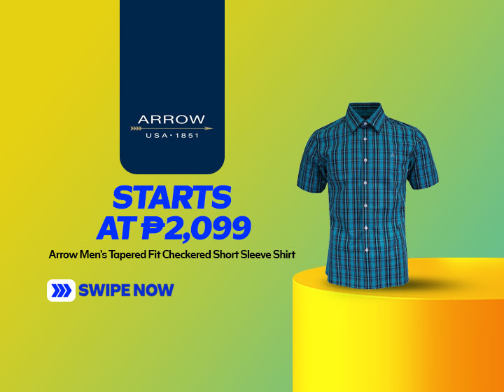 Arrow Men's Tapered Fit Checkered Short Sleeve Shirt w/ Basic Collar (Green) starts at P2,099