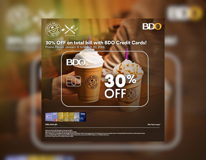 BDO Credit Card Holders can Enjoy 30% Off on minmum order of P1,000