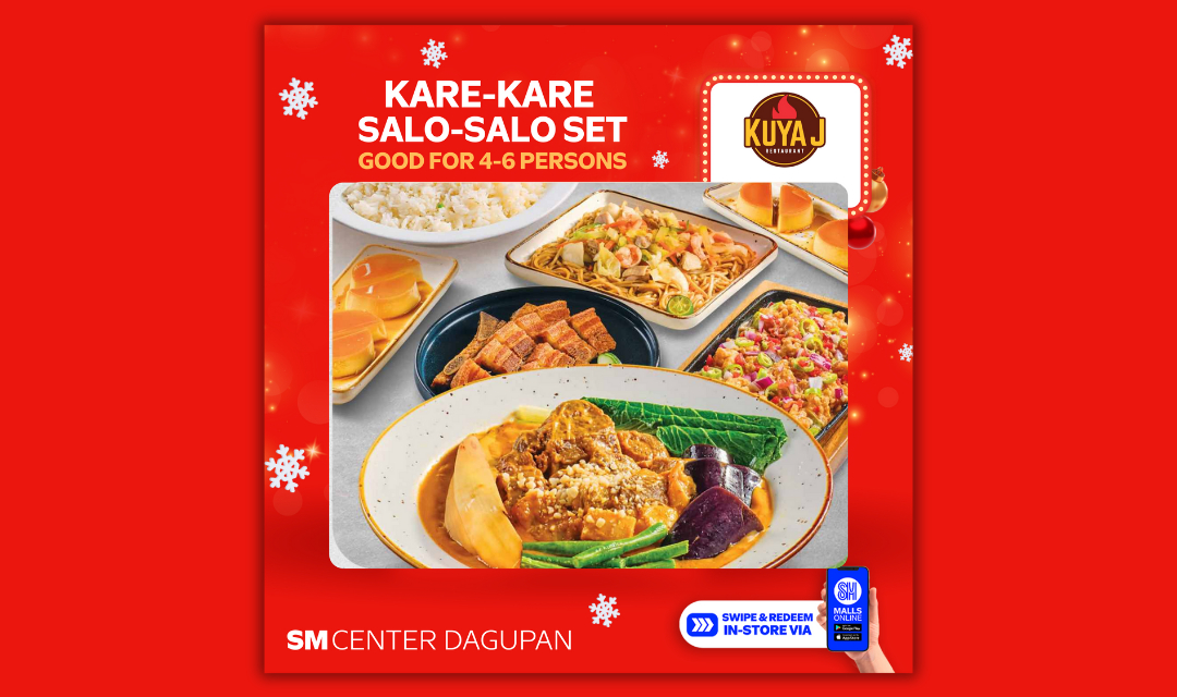 Visit Kuya J at SM Center Dagupan and taste the holiday feast goodness of Kare Kare Salo Salo Set for only PhP 1,899!