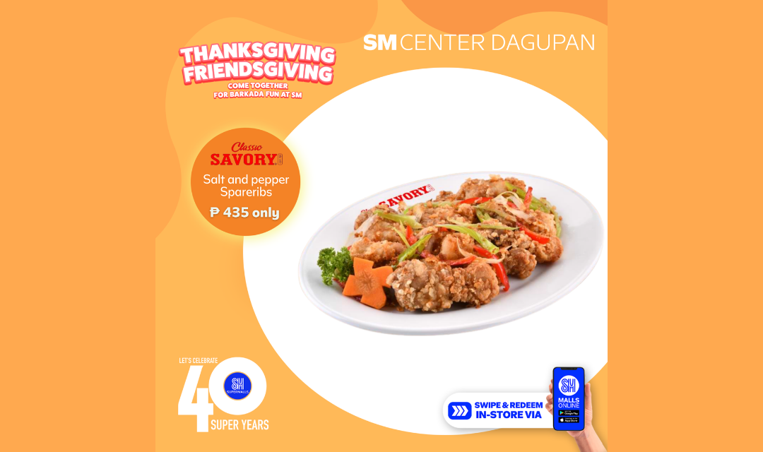 Visit Classic Savory at SM Center Dagupan and experience the savory goodness of Salt and Pepper Spareribs for only PhP 435!