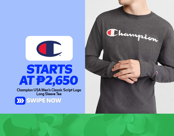 Champion USA Men’s Classic Script Logo Long Sleeve Tee in Granite Heather starts at P2,650