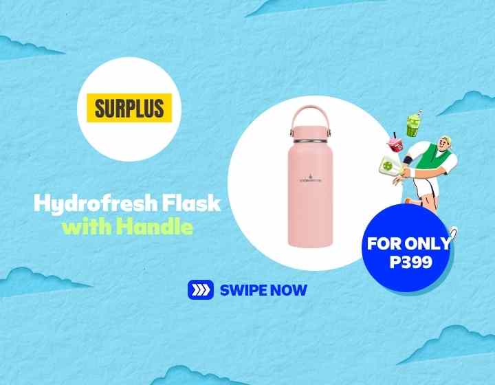 Stay refreshed anywhere with the Hydrofresh Flask with Handle 💧 Now available at Surplus for only ₱399.00! Visit Surplus at SM City General Santos.