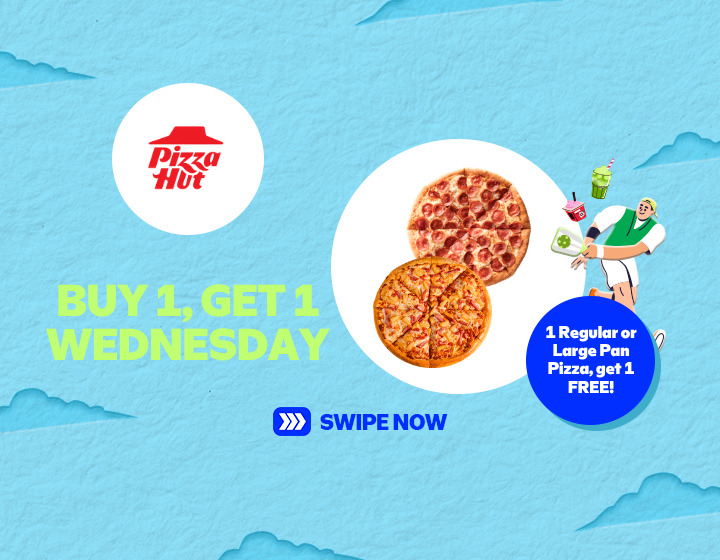 PIZZA HUT I 1 REGULAR/LARGE PAN PIZAA, GET 1 FREE!