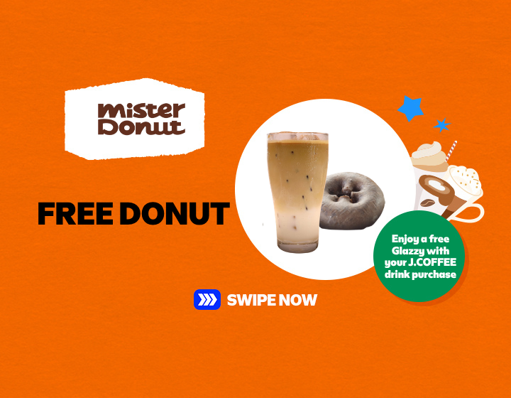MISTER DONUT I BUY ICED ESPRESSO DRINK AND GET 1 FREE DONUT OF THE DAY