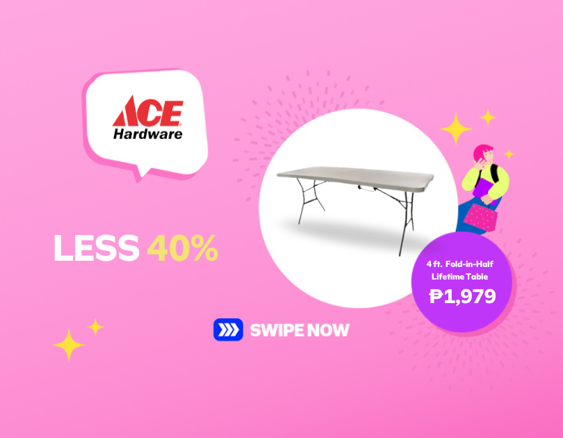 ACE HARDWARE | 4FT FOLD-IN-HALF LIFETIME TABLE NOW AT P1979 ONLY