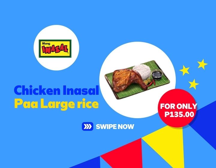 Craving for a sulit family meal? 🍗✨ Enjoy the delicious Chicken Inasal Paa Large with 1 Rice for only ₱135 at Mang Inasal. Tara, kain with the fam today! 😋
