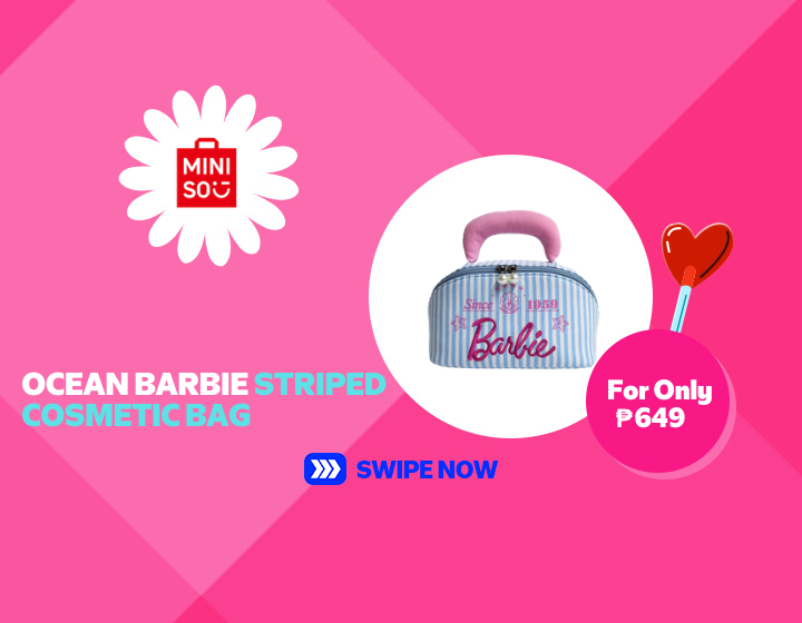 OCEAN BARBIE STRIPED COSMETIC BAG