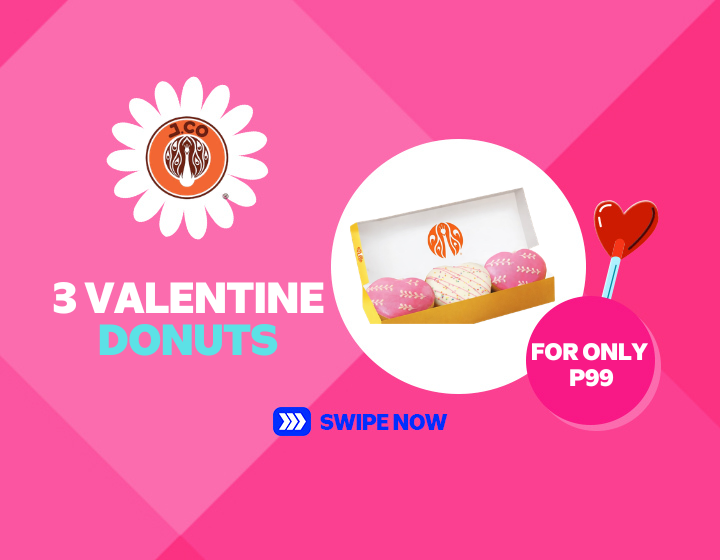 Make your Valentine's sweeter when you purchase a box of 3 of J.CO heart donuts for only P99!