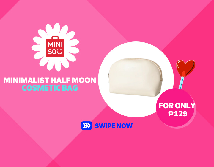 Miniso Minimalist Half Moon Solid Color Cosmetic Bag  (Off White)