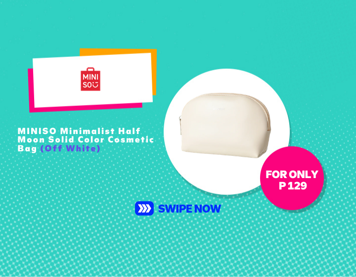 MINISO Minimalist Half Moon Solid Color Cosmetic Bag (Off White)