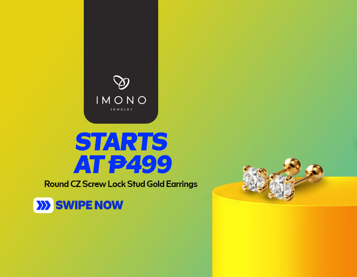 Round CZ Screw Lock Stud Gold Earrings - 10mm starts at P499