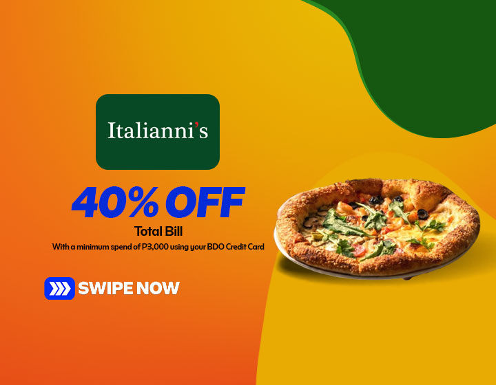 Enjoy 40% Off in Your Total Bill with your BDO Credit Card