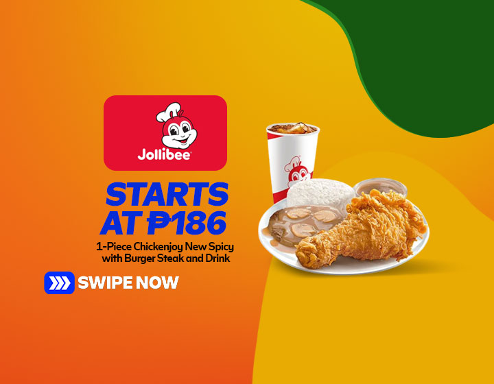 1 Piece Chickenjoy New Spicy w/ Burger Steak w/ Drink starts at P186