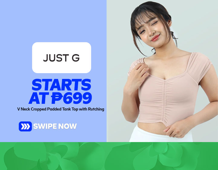 V Neck Cropped Padded Tank Top with Rutching starts at P699