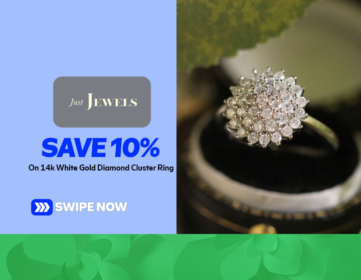 Save 10% on 14k White Gold Diamond Cluster Ring