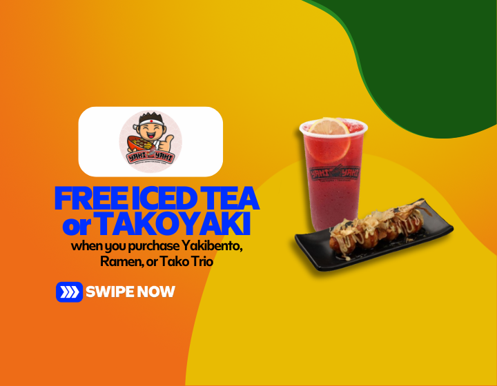Free Iced Tea or Takoyaki 