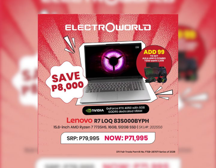 Save P8,000 on Lenovo R7 LOQ 83S000BYPH