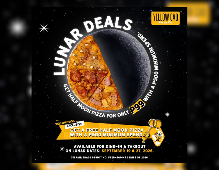 Half Moon Pizza for only ₱99 with a minimum spend of ₱500 