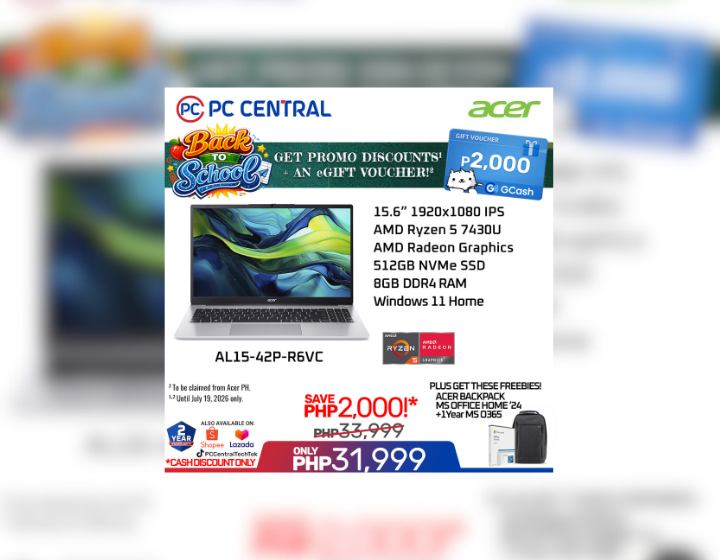 FREE ₱2,000 GCash eGift ACER ASPIRE LITE AL15-42P-R6VC
