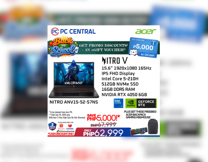 FREE P5,000 GCash eGift ACER NITRO V RTX 4050