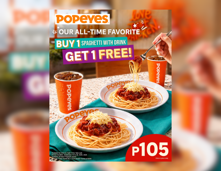 Buy 1 Spaghetti with drink, get one FREE