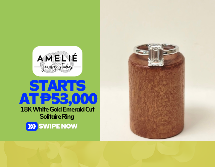 18K White Gold Emerald Cut Solitaire Ring Starting At P53,000