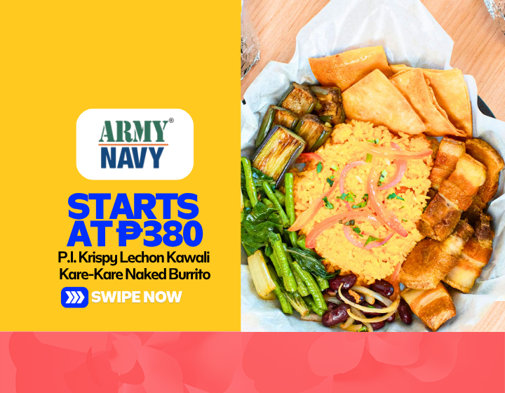P.I. Krispy Lechon Kawali Kare-Kare Naked Burrito Starting At P380