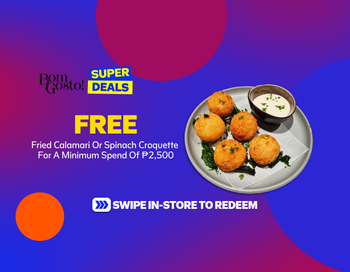 Free Fried Calamari Or Spinach Croquette For A Minimum Spend Of P2,500