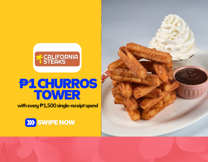 Churros Tower for only ₱1 with ₱1,500 minimum spend