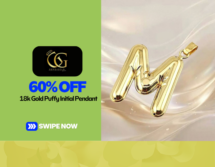 60% Off On 18k Gold Puffy Initial Pendant