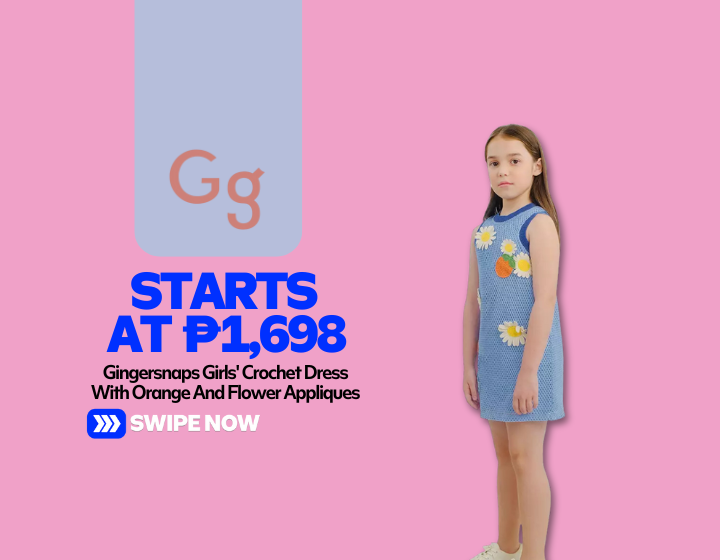 Gingersnaps Girls' Crochet Dress With Orange And Flower Appliques Starting At P2,299