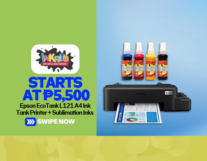 Epson EcoTank L121 A4 Ink Tank Printer + Sublimation Inks Starting At P5,500