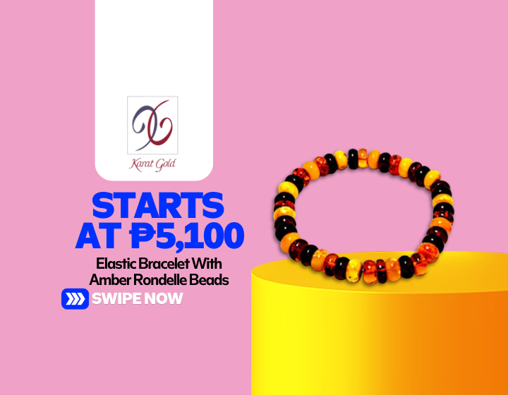 Elastic Bracelet With Amber Rondelle Beads Starting At P5,100