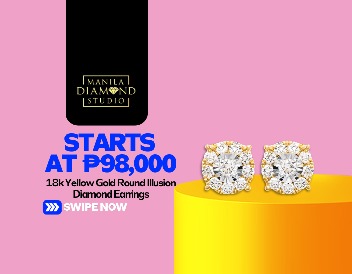 18k Yellow Gold Round Illusion Diamond Earrings Starting At P98,000
